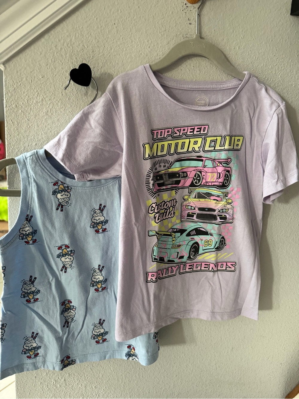 Set of 2: Old Navy Blue Ice Cream Tank & Lilac Graphic Car Tee